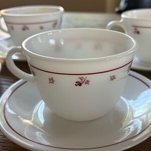 Corelle Burgundy Rose Set of 6 Cups and Saucers